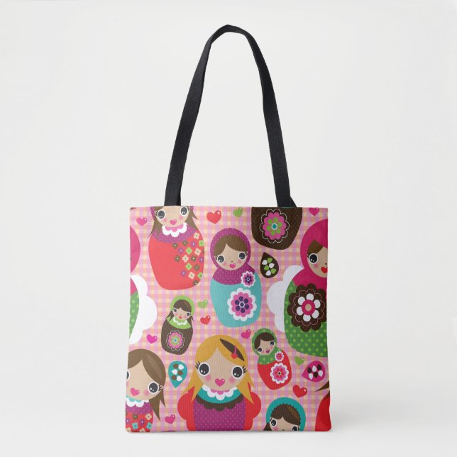 Russian doll illustration background tote bag (Front)
