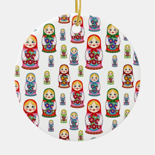russian dolls ceramic ornament (Front)