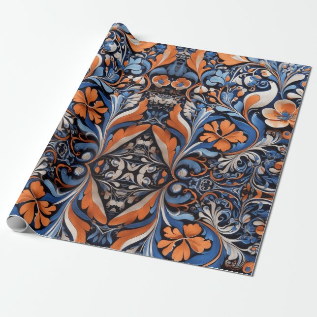 russian ethnic and vintage print wrapping paper (Unrolled)