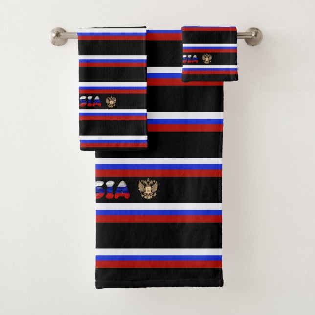 Russian flag bath towel set (Insitu)