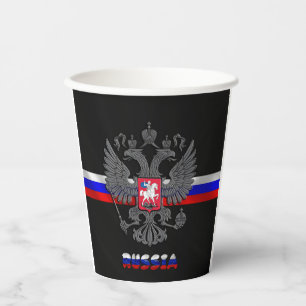 Russian flag-coat arms paper cups