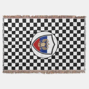 Russian flag-coat arms throw blanket