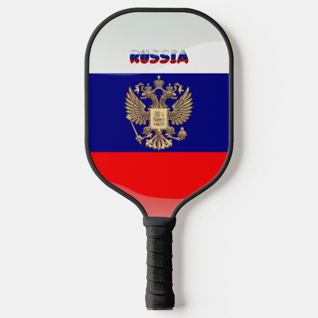 Russian flag-coat of arms pickleball paddle (Front)