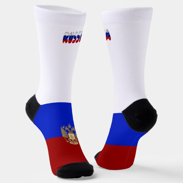 Russian flag-coat of arms socks (Angled)
