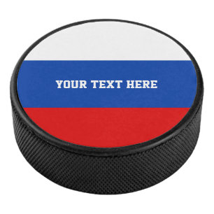 Russian flag custom ice hockey puck gift idea
