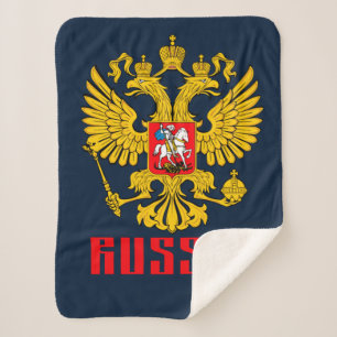 Russian Flag Imperial Eagle Russian Orthodox Sherpa Blanket
