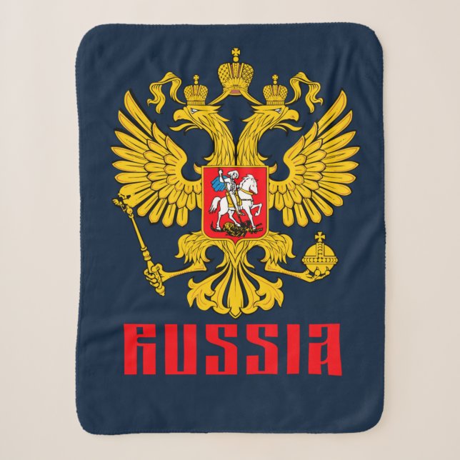 Russian Flag Imperial Eagle Russian Orthodox Sherpa Blanket (Front)