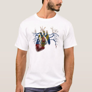Russian Flag in Real heart T-Shirt