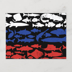 Russian Flag Made of Fish – Fishing Design for Ang Holiday Postcard