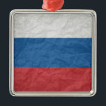 Russian Flag Metal Ornament<br><div class="desc">The Funniest Ornaments,  T-shirts,  Hoodies,  Stickers,  Buttons and Novelty gifts from http://www.Shirtuosity.com.</div>