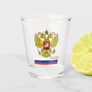 Russian Flag & Russia country patriot / sports Shot Glass