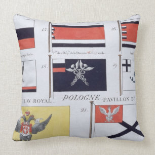 Russian Flags, from a French book of Flags, c.1819 Throw Pillow