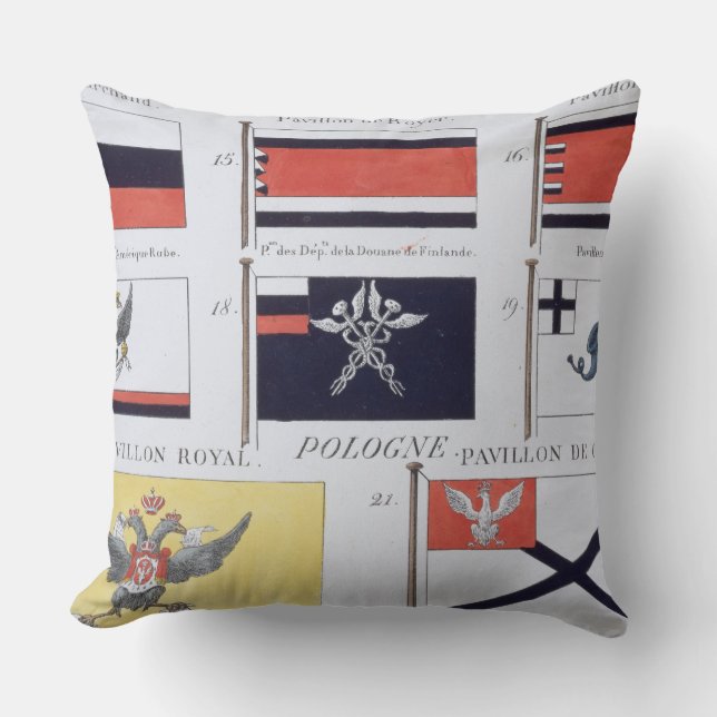 Russian Flags, from a French book of Flags, c.1819 Throw Pillow (Front)