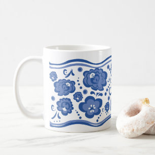 Russian Floral Gzhel Style Coffee Mug
