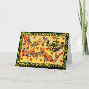 Russian folk art Happy Birthday Card