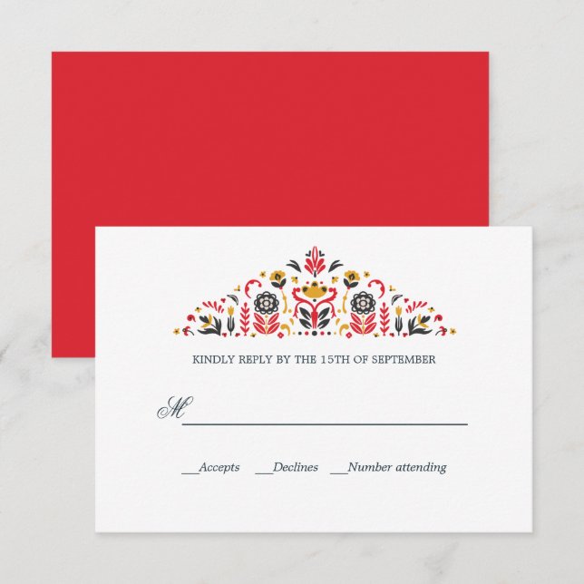 Russian Folk Art Khokhloma Formal WEDDING RSVP (Front/Back)