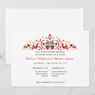 Russian Folk Art Khokhloma Rehearsal Dinner Invitation