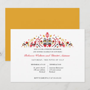 Russian Folk Art Khokhloma Rehearsal Dinner Invitation
