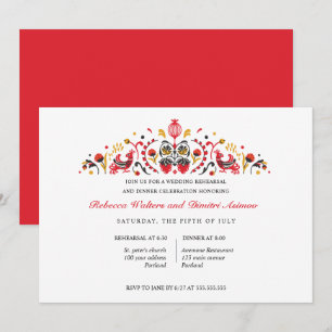 Russian Folk Art Khokhloma  Rehearsal Dinner Invitation