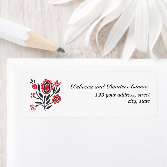 Russian  Folk Art  Red Flower PERSONALIZED WEDDING (Insitu)