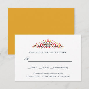 Russian Folk Art  WEDDING RSVP MEAL CHOICE Card