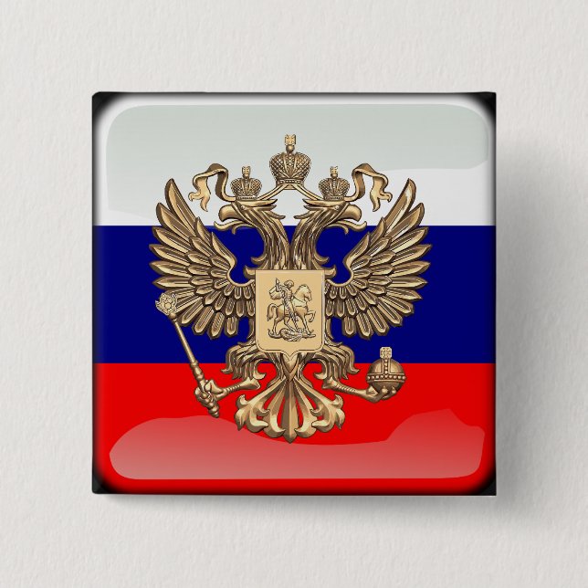 Russian glossy flag 2 inch square button (Front)