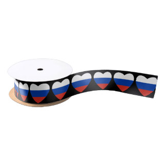 Russian heart flag Satin Ribbon