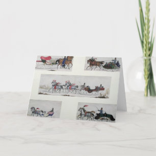 Russian Horse Drawn Sleighs Holiday Card