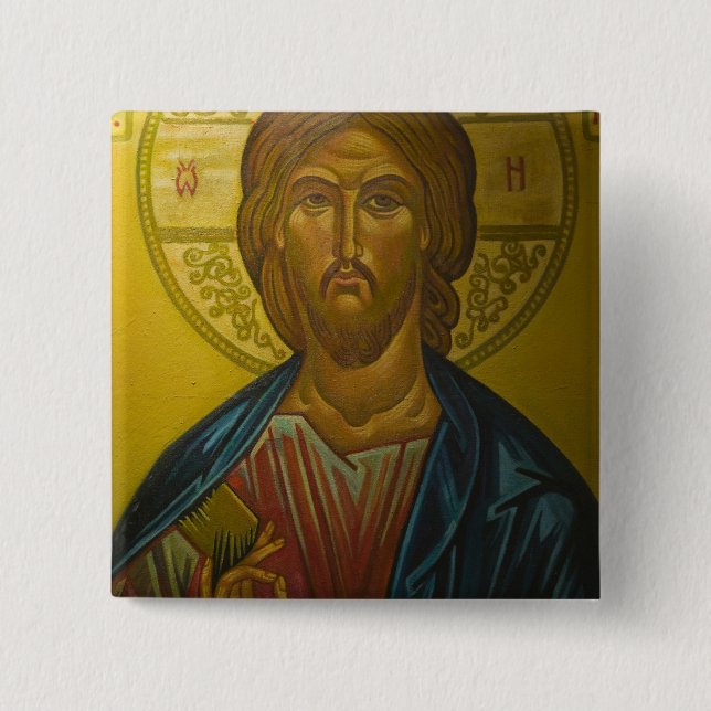 Russian Icon inside Church of St. Sophia / 2 Inch Square Button (Front)