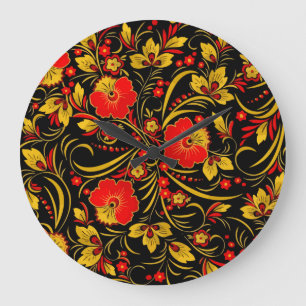 Russian khokhloma large clock