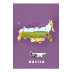 Russian Map travel poster