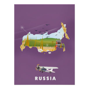 Russian Map travel poster
