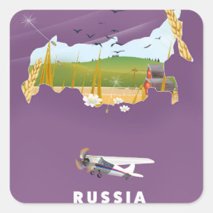 Russian Map travel poster Square Sticker
