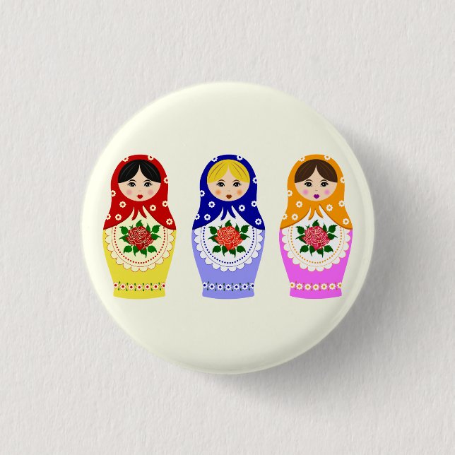Russian matryoshka dolls 1 inch round button (Front)