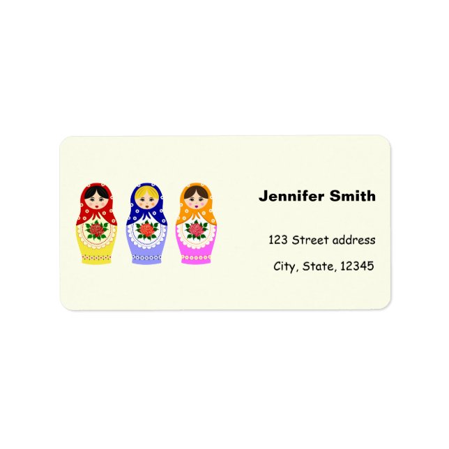 Russian matryoshka dolls label (Front)