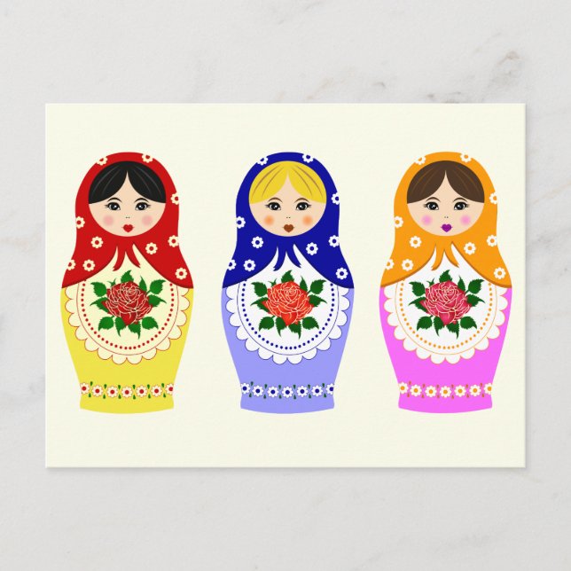 Russian matryoshka dolls postcard (Front)