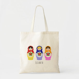 Russian matryoshka dolls tote bag