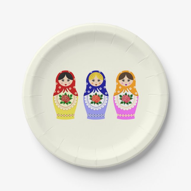 Russian matryoshka nesting dolls paper plate (Front)