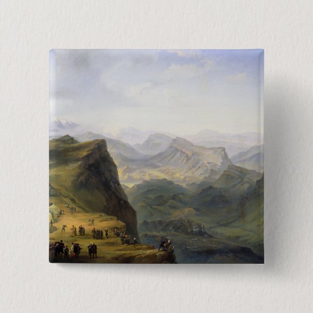 Russian Military Camp in Dagestan, 1895 2 Inch Square Button (Front)