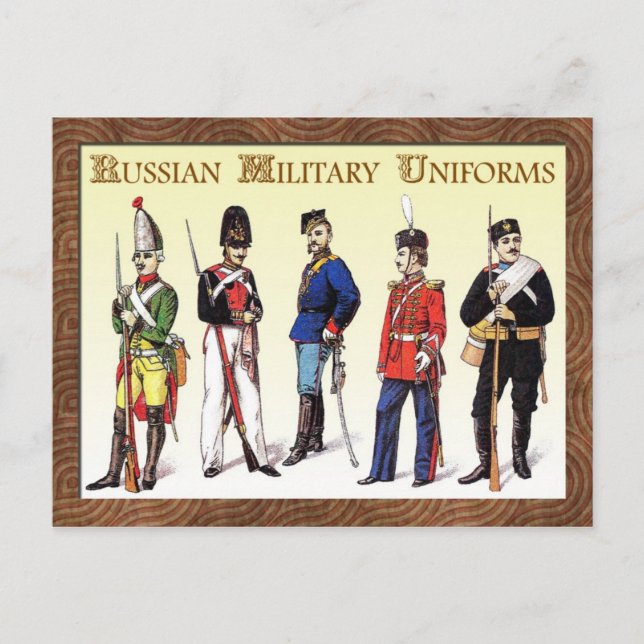 Russian Military Uniforms Postcard (Front)