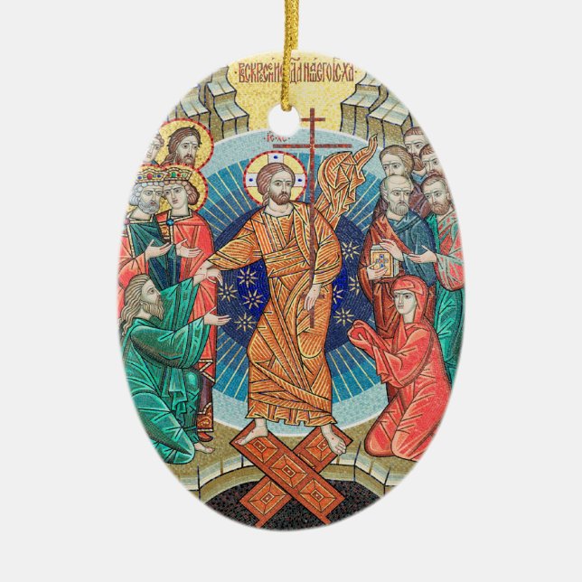 Russian mosaic icon ceramic ornament (Front)