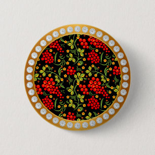 Russian national pattern Hohloma 2 Inch Round Button