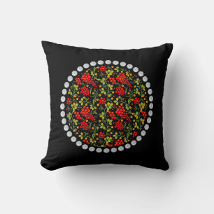 Russian national pattern Hohloma Throw Pillow