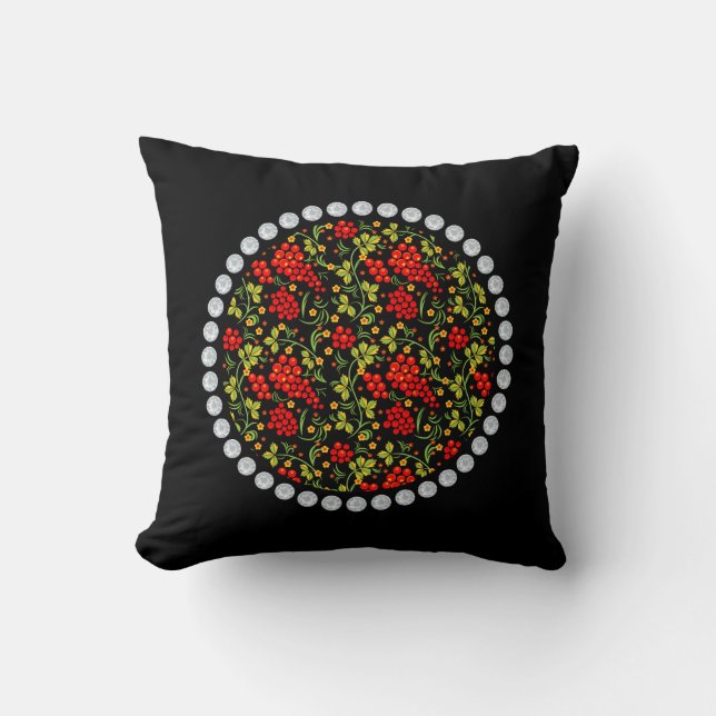 Russian national pattern Hohloma Throw Pillow (Front)