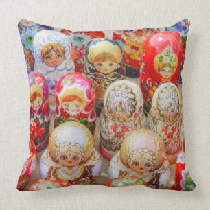 Russian Nested Dolls Throw Pillow