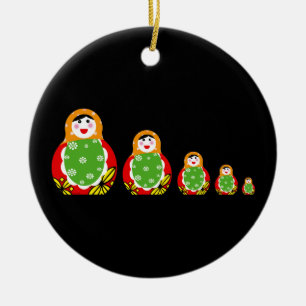 Russian nesting doll ceramic ornament