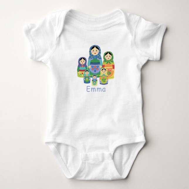 Russian Nesting Dolls Baby Bodysuit (Front)