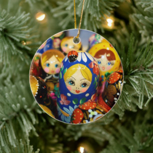 Russian Nesting Dolls Ceramic Ornament