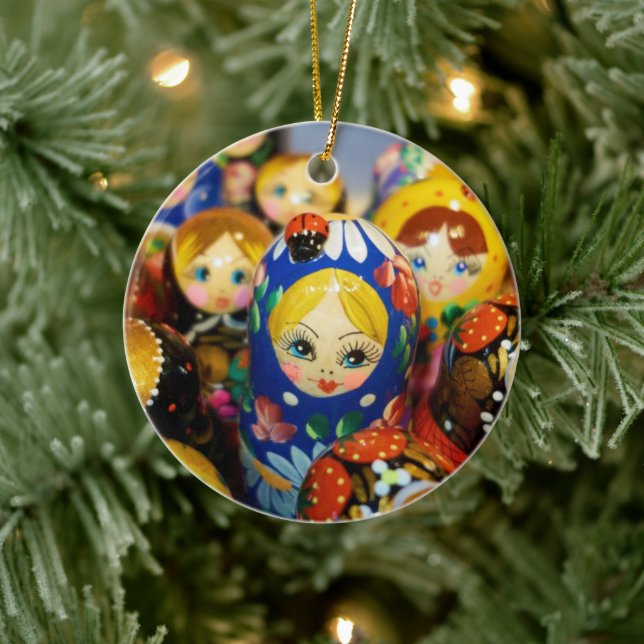 Russian Nesting Dolls Ceramic Ornament (Tree)