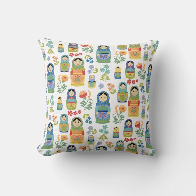 Russian Nesting Dolls Throw Pillow (Front)